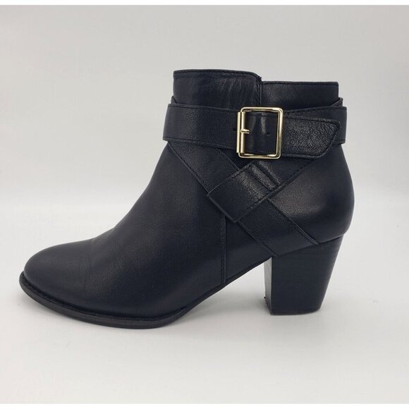 VIONIC Women 7 Black Leather Trinity Arch Support Comfort Ankle Moto Buckle Boot - Picture 3 of 16